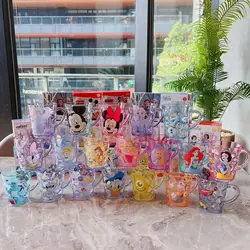 Disney Anime Mickey Minnie Stitch Frozen Princess Elsa Crystal Water Cups Drinking Cup Plastic Toothbrush Cups Children's Gifts