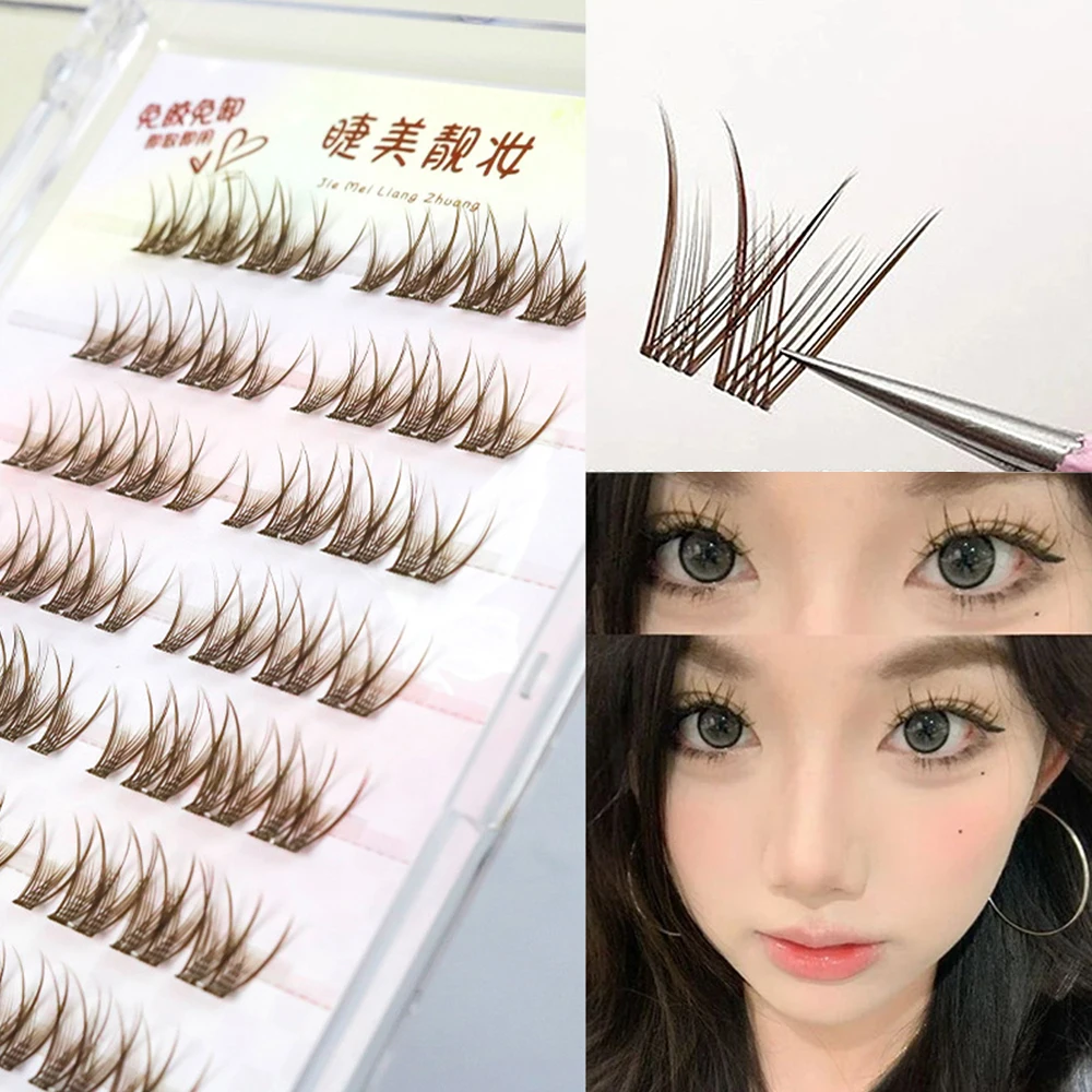 الثعلب العين تأثير الذاتي لاصق العنقودية جلدة لينة رقيق لا حاجة الغراء خالية الرموش الصناعية نظرة طبيعية اليدوية #2