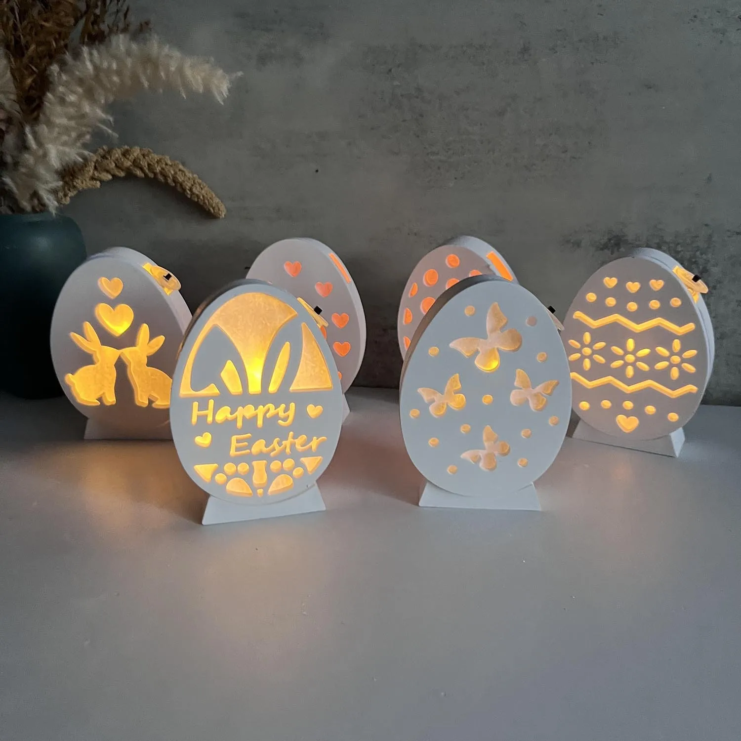 Hollow Easter Egg Shape Lamp Silhouette Silicone Mold DIY Gypsum Candle Base Plug-In Decorative Ornament Resin Mold Handicrafts