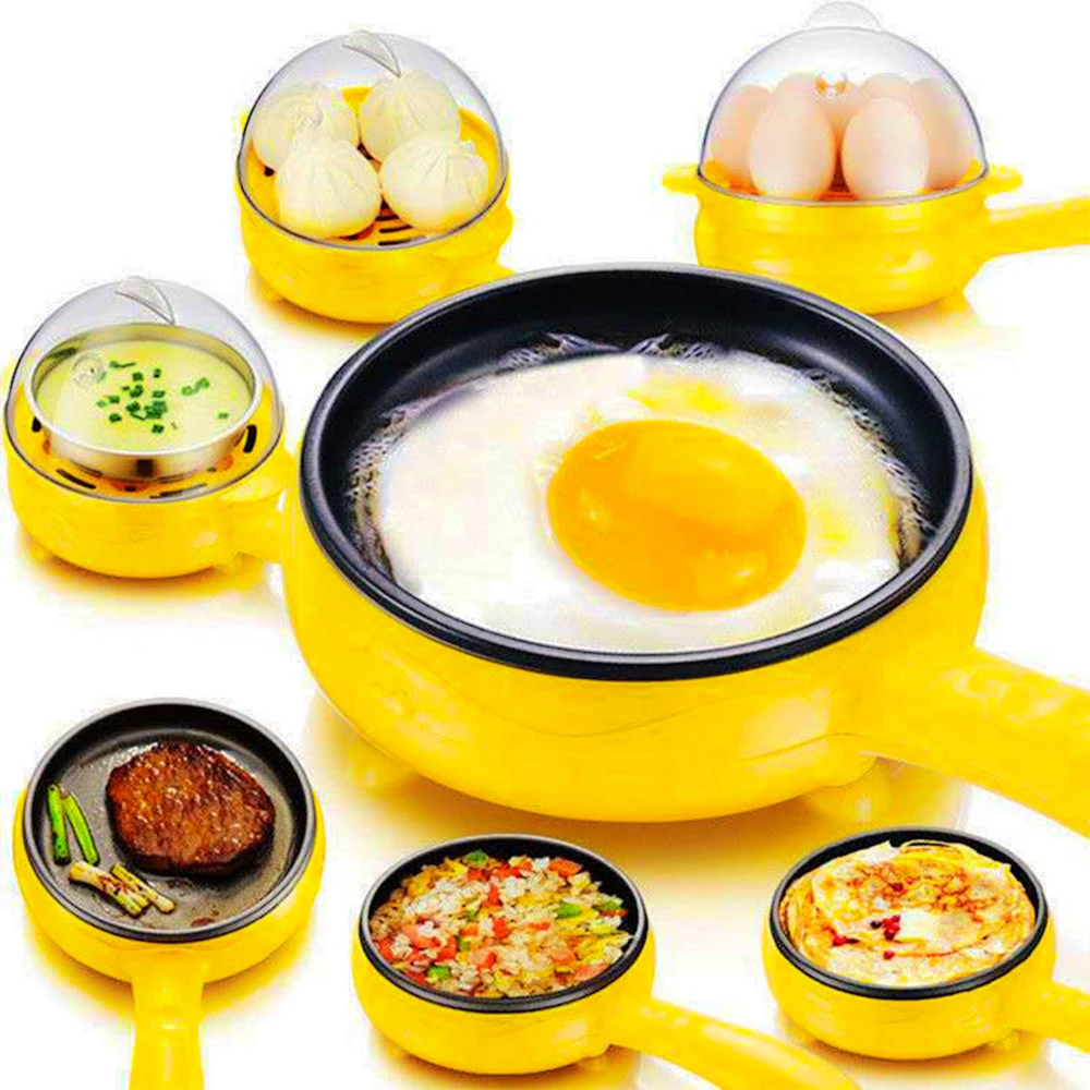 Multifunction Mini Household Egg Omelette Pancakes Electric Fried Steak Frying Pan Non-Stick Boiled Eggs Boiler Steamer Cooker