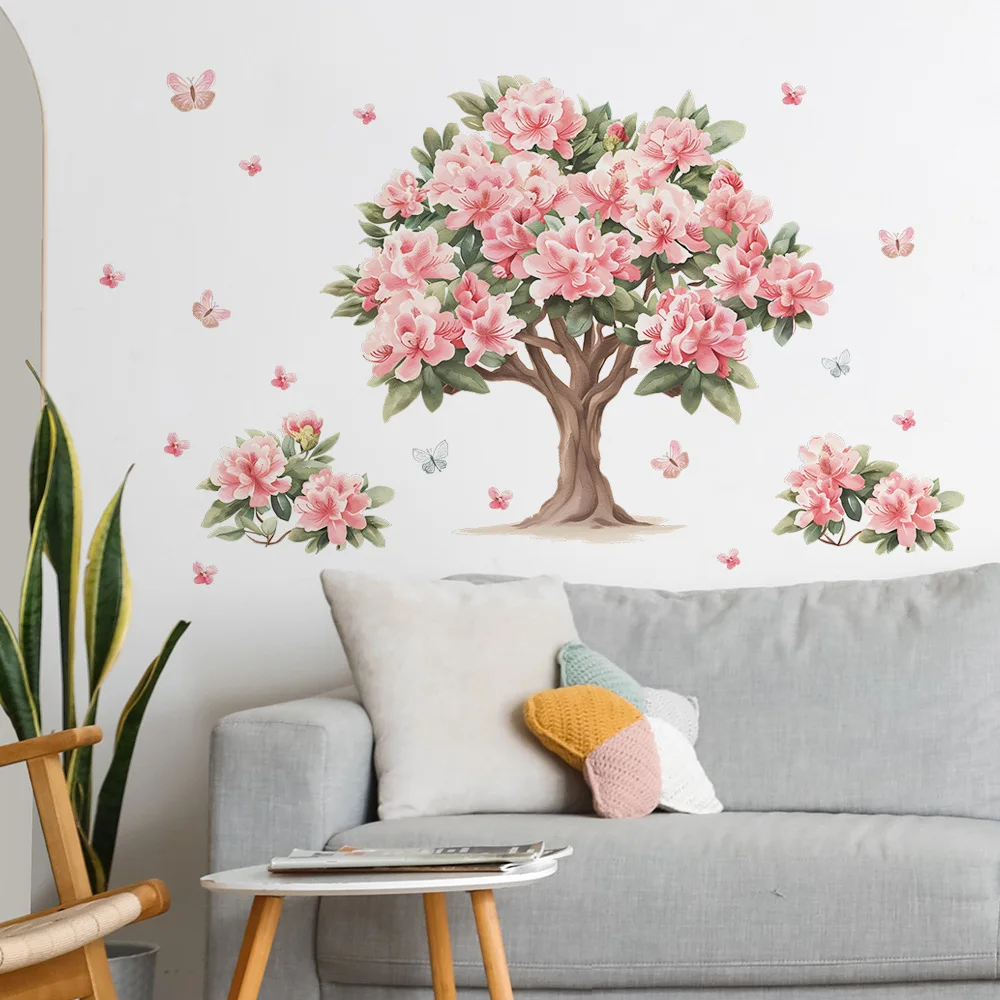 Fashion romantic flower tree green plant butterfly bedroom living room dormitory home decoration wall stickers sell well