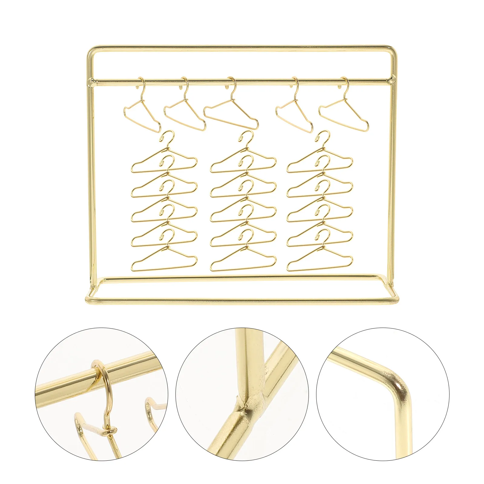 

1Set Miniature Clothes Hanger Rack Set Smooth Surface Thickened Iron Material Stable Connections Tiny House Decor
