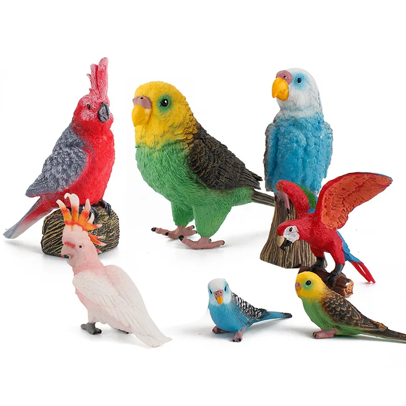 Simulation Parrot Bird Animal Model Miniature Figurines Ornament Statue Landscape Plant Home Decoration Fairy Garden Accessories