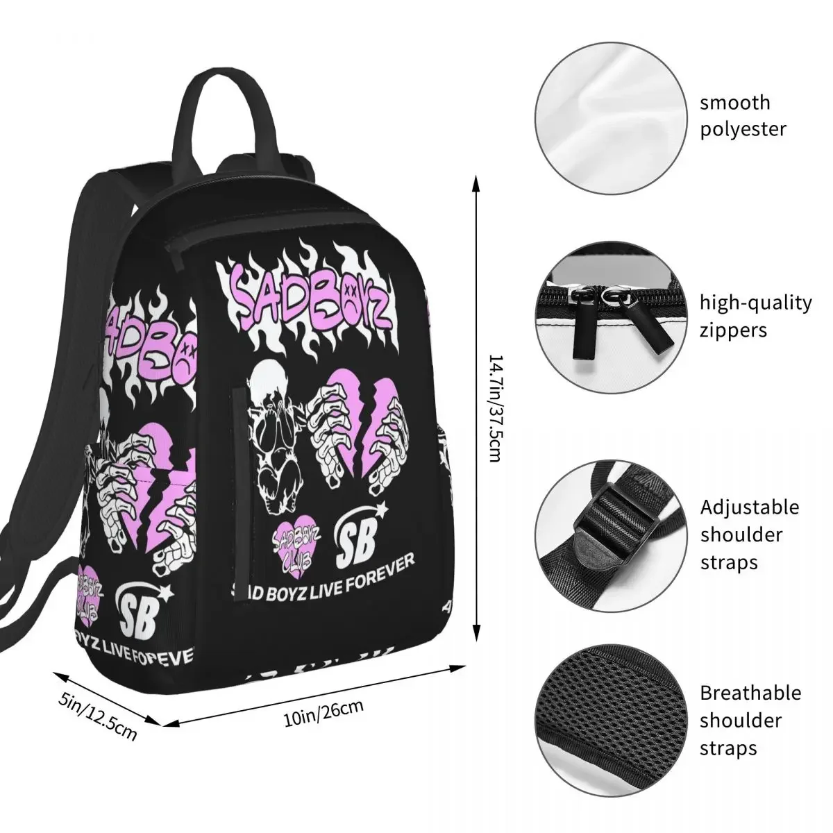 Junior H Merch Sad Boyz Backpack Student BookBag Children School Bag Laptop Shoulder Bags Boys Girls