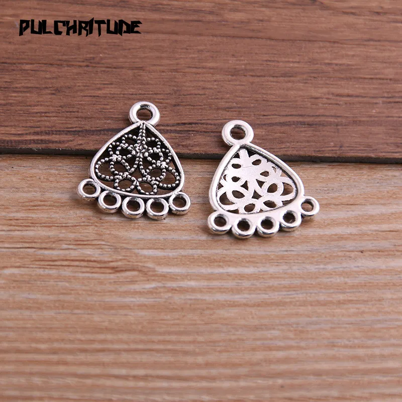 PULCHRITUDE 20pcs 18*22mm Two Color Zinc Alloy Vintage Pendant Charm Jewelry DIY Hollow Connector Pendant Necklace