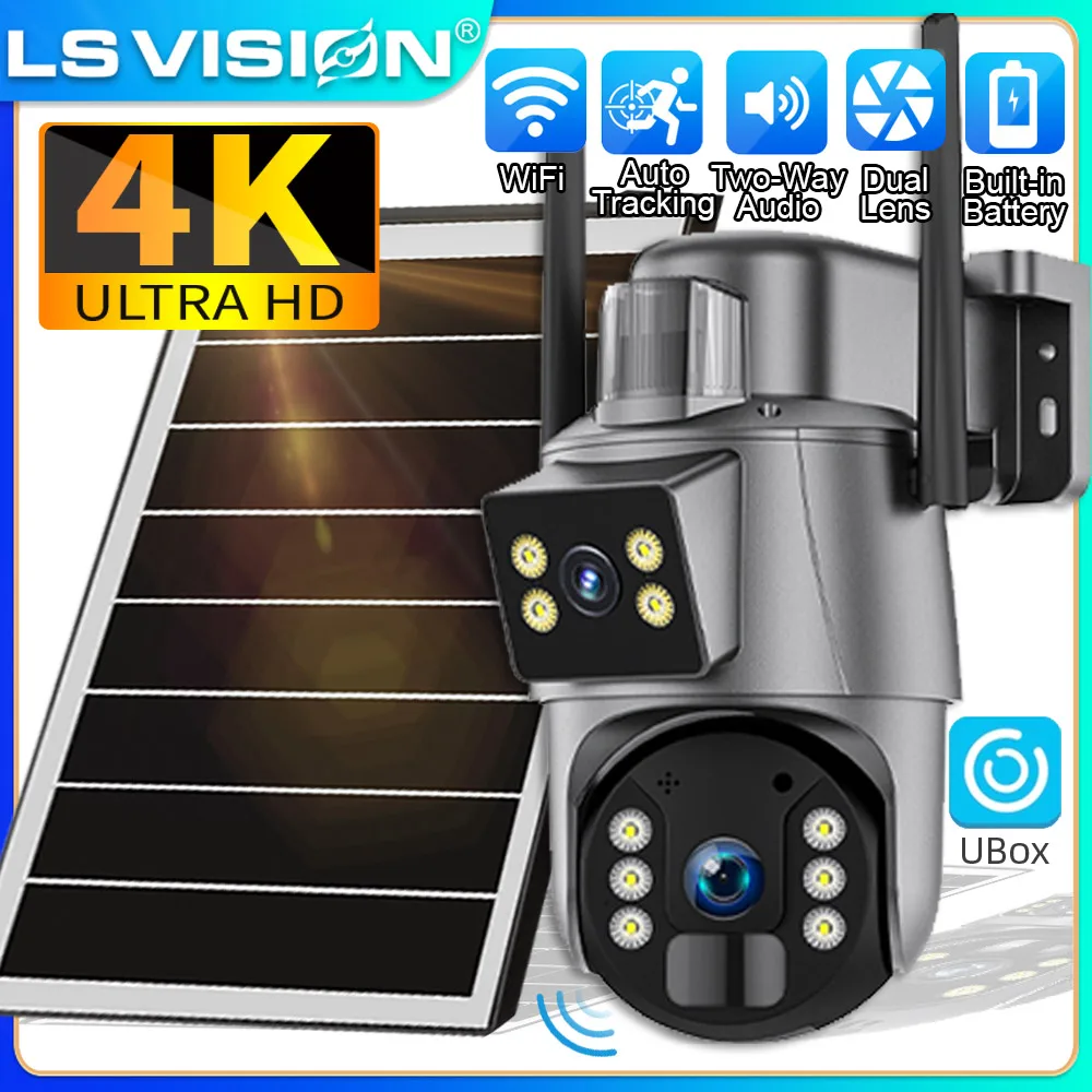 

LS VISION UBOX 8MP 4K WiFi Camera Solar Dual Lens Outdoor Wireless Security Camara PIR Human Detection Night Vision IP Cameras