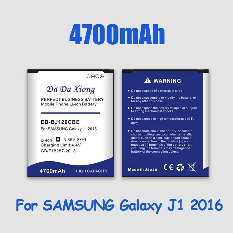 

Аккумулятор емкостью 4700 мАч для Samsung Galaxy J1 2016 Edition Version 20F Express 3 20A 20T 20 EB-BJ120CBE