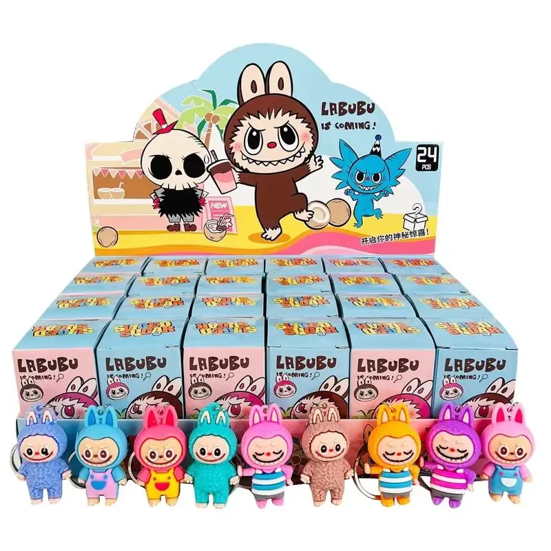 Rabu Blind Box Keychain 12/24pcs Kawai Rabu Cartoon Characters Mysterious Box Room Decorations Girl Toy Shoolbag Pendant Gift