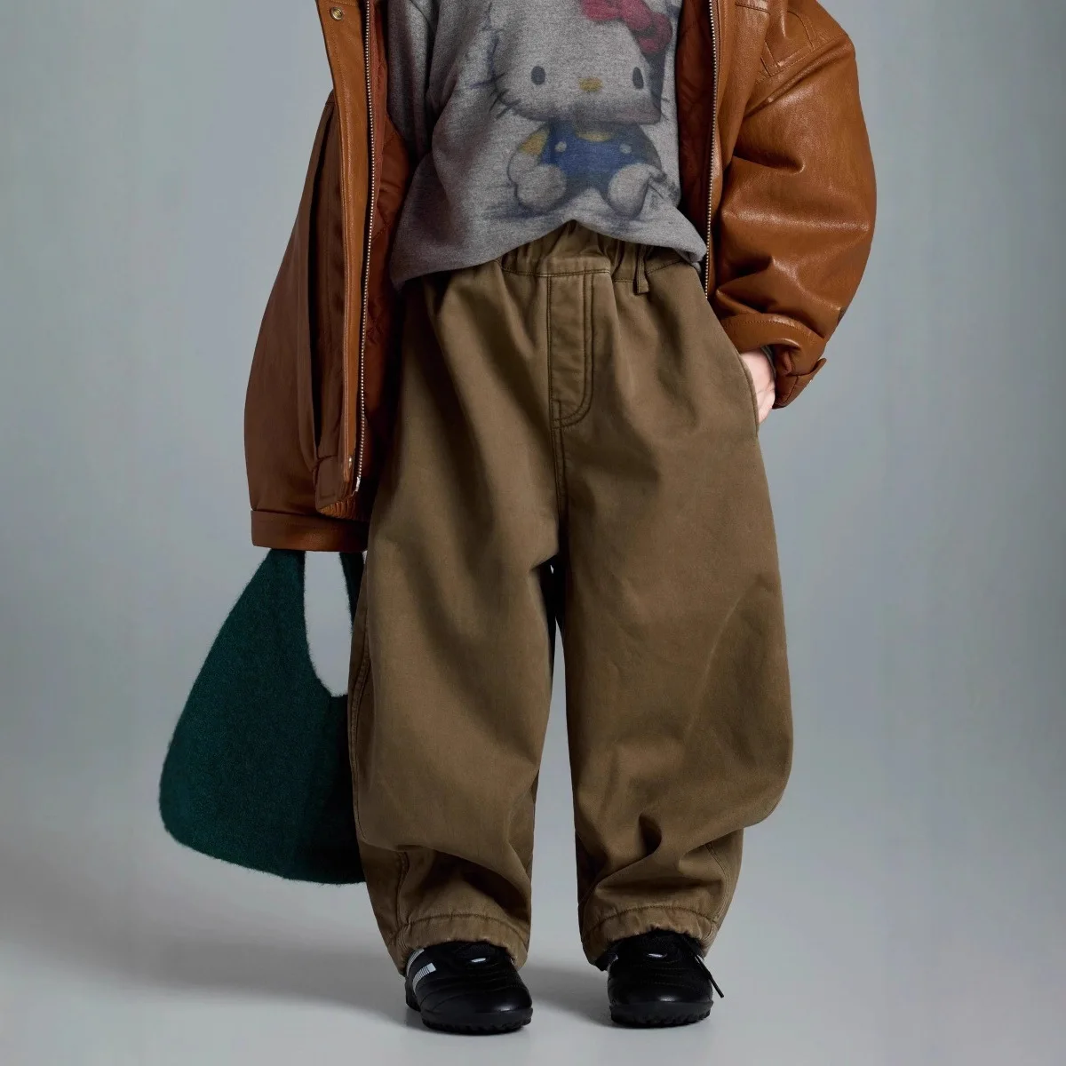 

2025 Winter Kids Baby Girls Solid Pant Thicken Warm Toddler Girls Radish Pant Loose Elastic Waist Infant Girls harm Pant