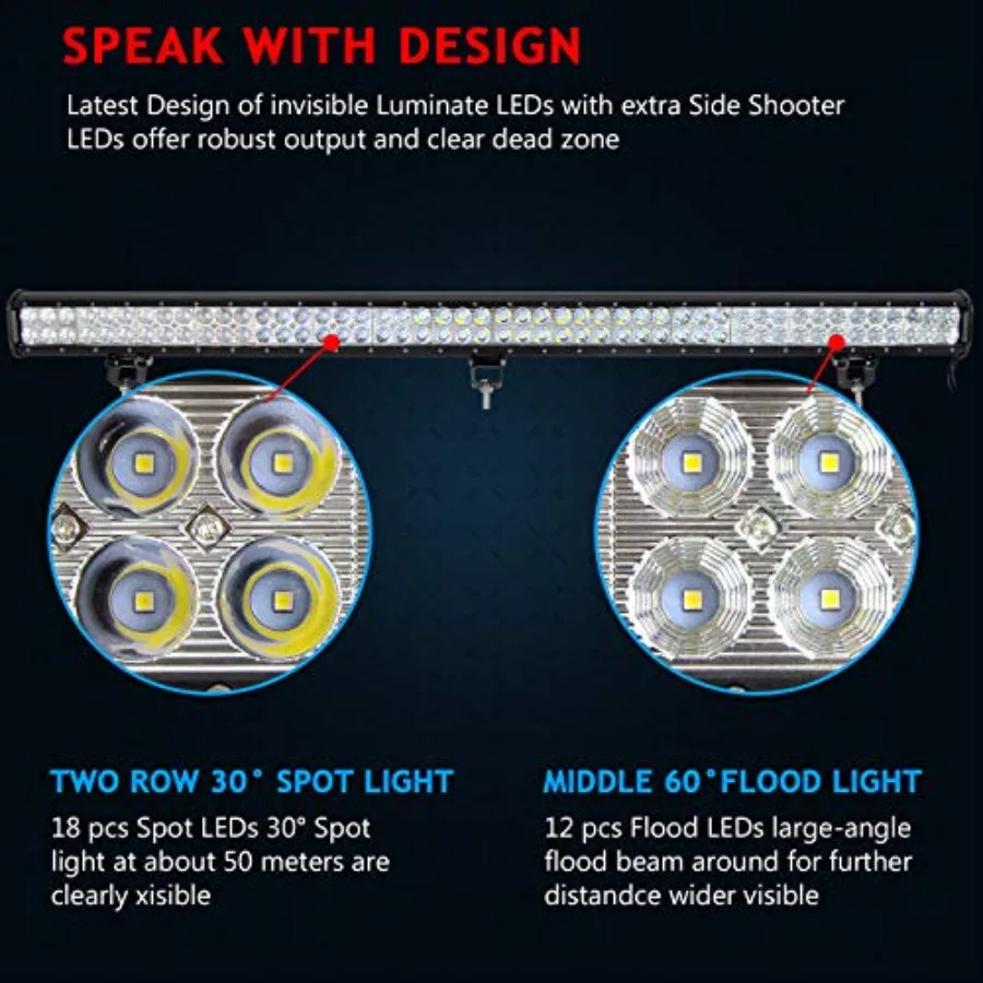 44 بوصة 288 واط مصباح ليد بار الطرق الوعرة بقعة وفيضانات كومبو شعاع 96x3 واط عالية الكثافة القيادة الخفيفة للشاحنات SUV ATV 4x4 4WD مركبة #3