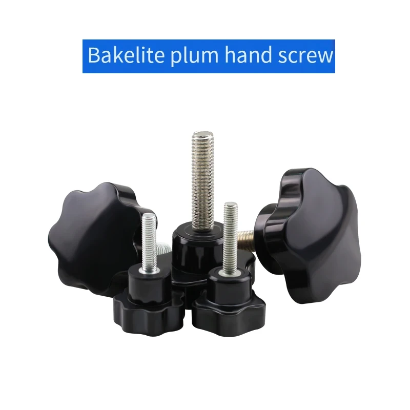 

M5 M6 Carbon Steel Hand Knob Screws Bolt Plastic Star Shape Head Thread Clamping Thumb Handle Machine Screw Bolts 2Pcs