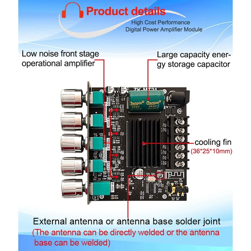 ZK-MT21 2.1 Bluetooth 5.0 Subwoofer Versterker Board Audio Stereo Versterker Module