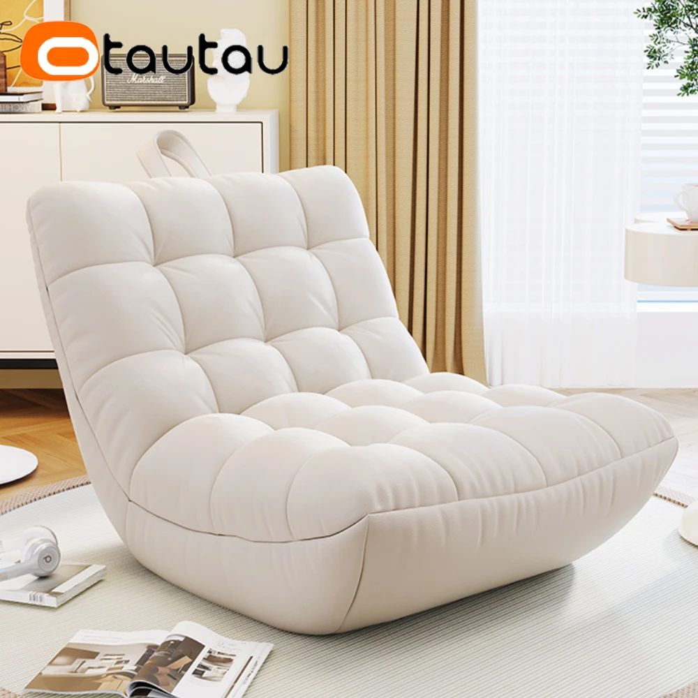 OTAUTAU Bean Bag Lounger Cover Without Filler Floor Seat Lazy Sofa Bed Couch Beanbag Sac with Footrest Stool Ottoman SF024