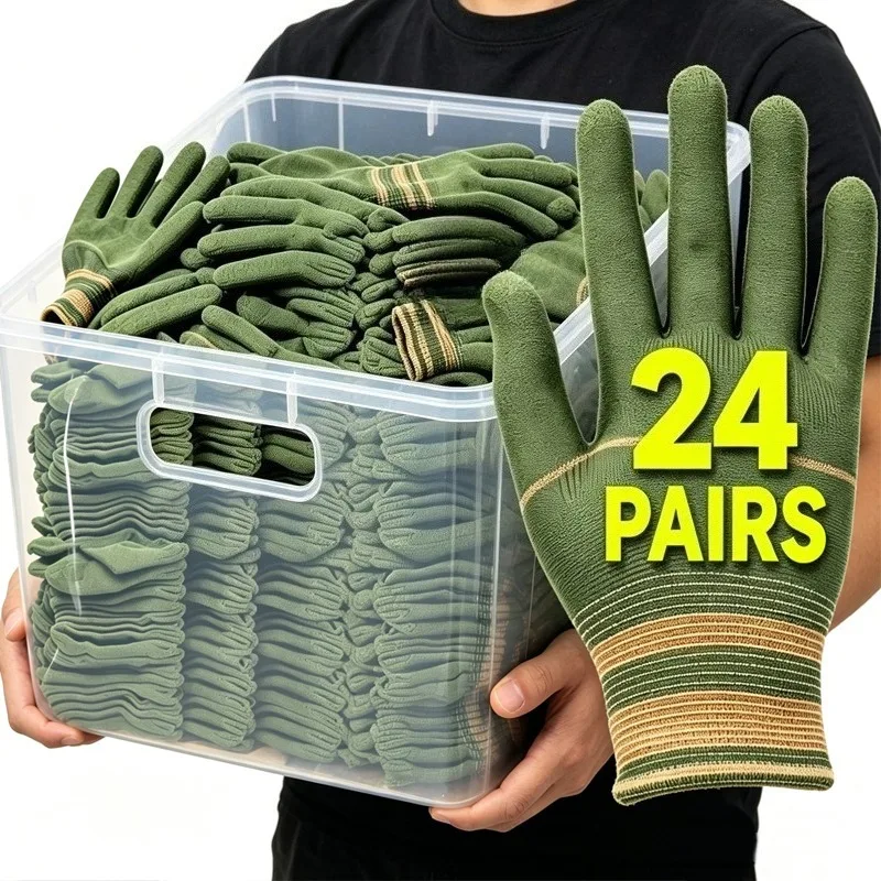 Nylon Work Gloves Non Slip Wear Resistant Men's Anti Slip Safety Protective Gloves Construction Warehouse Industrial Hot Sale