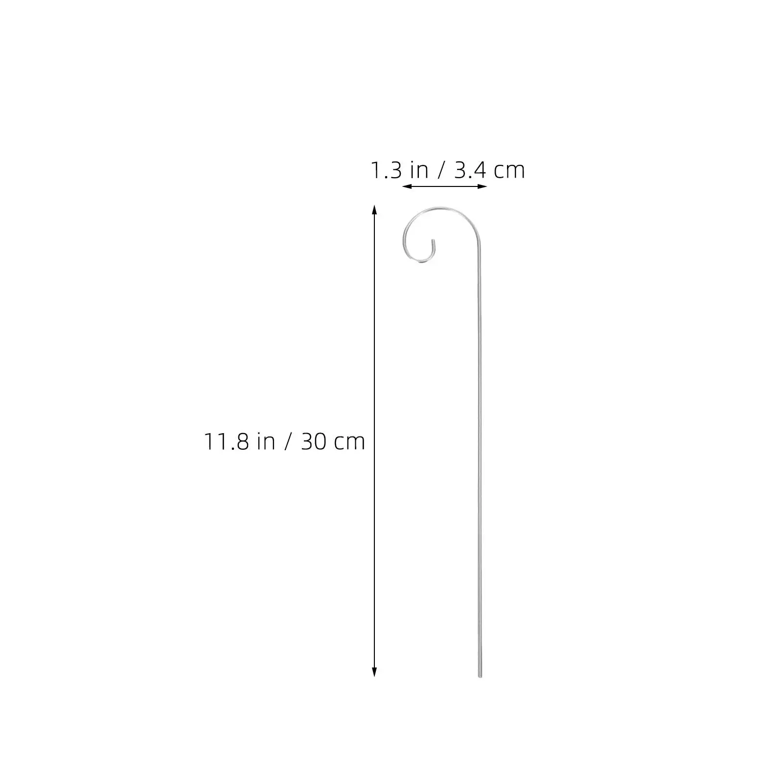 12Pcs Outdoor Shepherds Hooks Silver Metal 3x300mm Garden Plant Label Holders Lantern Stakes Wire Plant Tag Rods