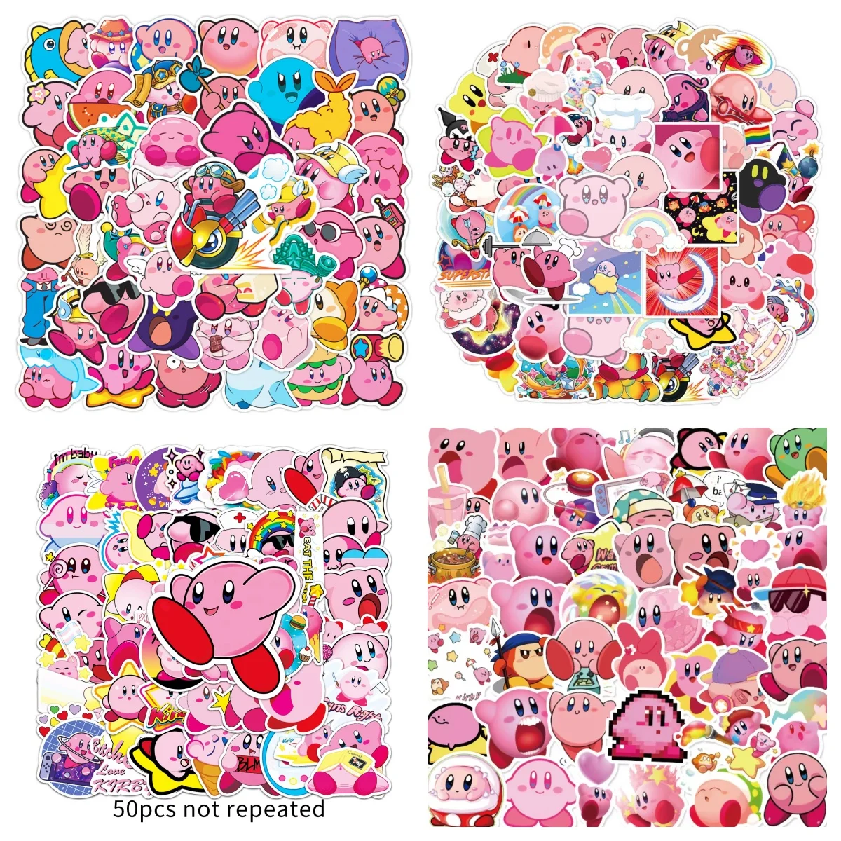 200pcs Cartoon Not Repeated Cute Kirby Children’s Waterproof Sticker