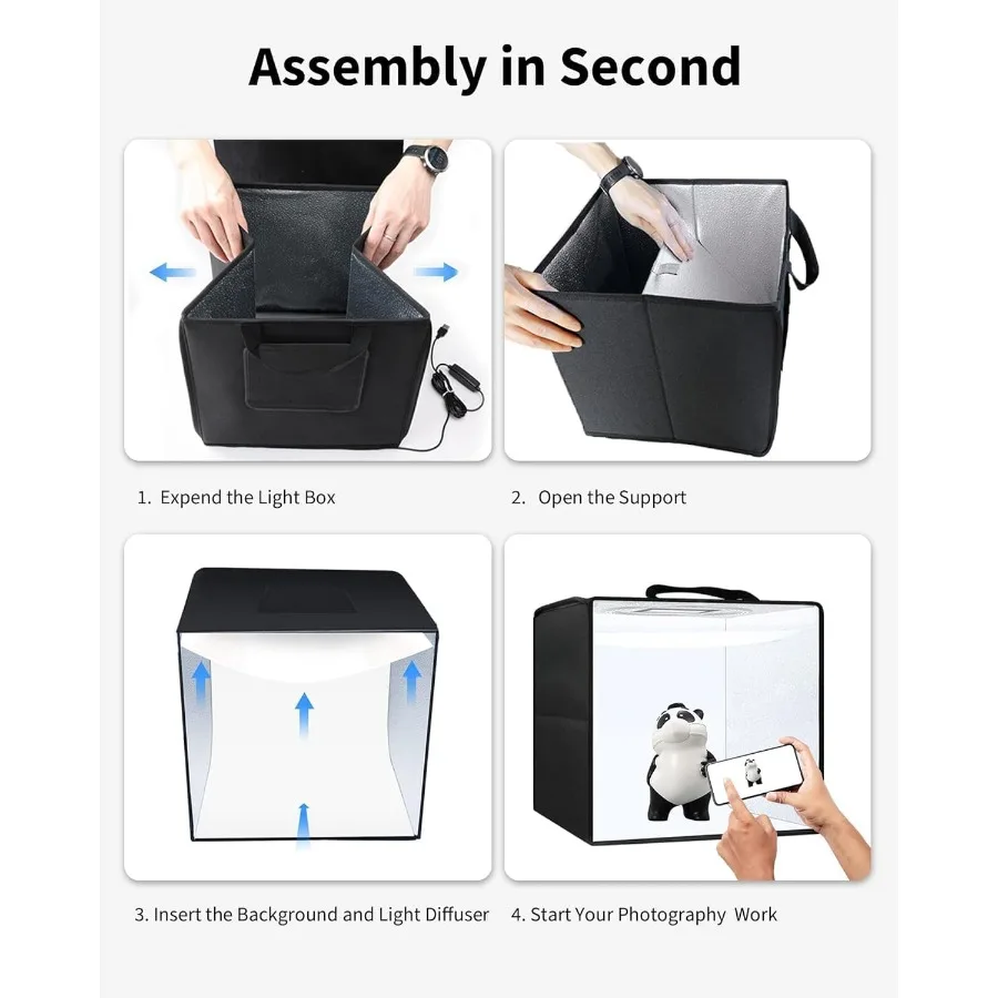 Glendan Photo Light Box Photography: 16x12 Portable Photo Box with 112 LED Dimmable Lights Folding Small Photo Booth Studio Box