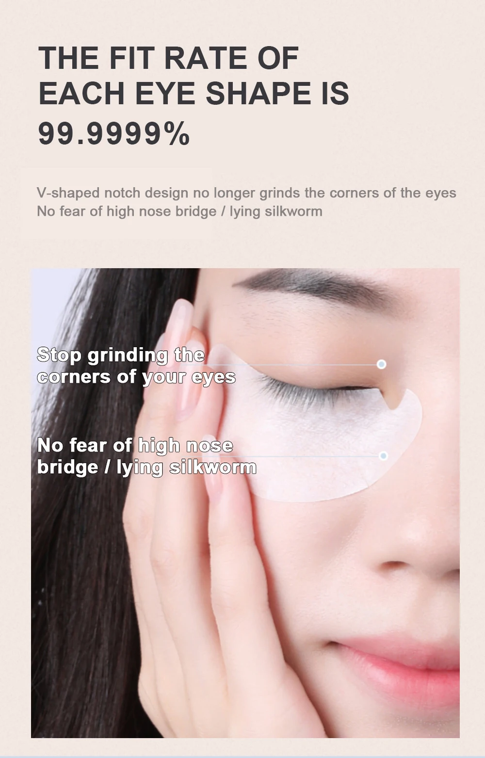 OWOSC 500PCS Hydrogel Patches Wimpernverlängerung Patch Wimpern Patch Lash Extension Supplies Unter Augenklappen Augenpolster V-förmig – Detail 4