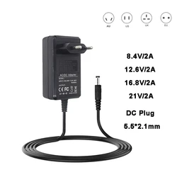 8.4V 12.6V 16.8V 2000mA zasilacz 21V 21A ładowarka DC 5.5*2.1MM dla 18650 litowo-jonowy wkrętak do baterii litowej