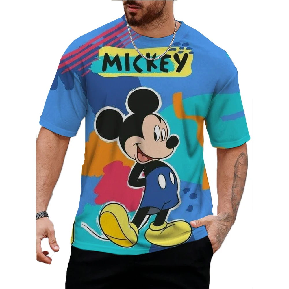 Men Disney Mickey Mouse Print T-Shirt Summer Men's Street Fashion Casual Sports Loose O Neck Quick Dry Short Sleeve Clothing Kid image 3