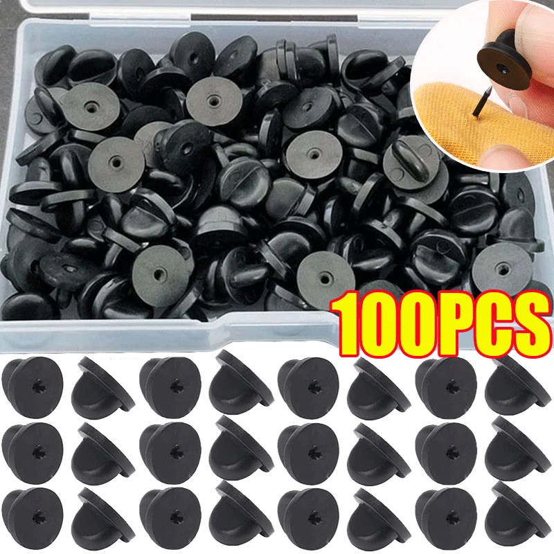 

50/100Pcs Black PVC Rubber Pin Backs Butterfly Clutch Tie Tack Lapel Holder Clasp Pin Cap Keeper for Uniform Badges Replacements