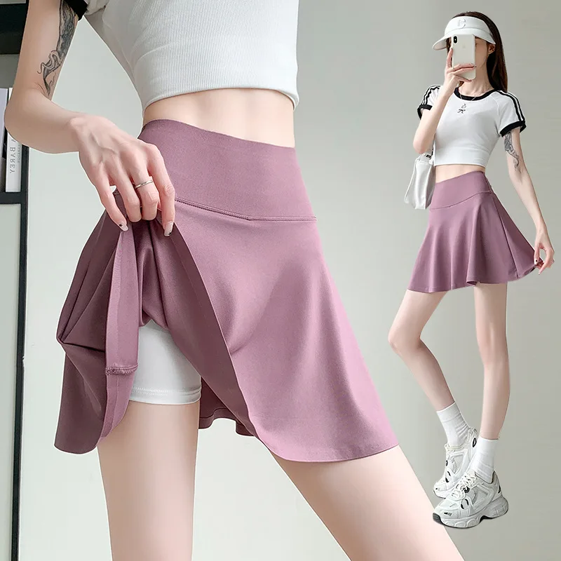 

Sports Skirt Shark Female Fake Two Anti-light Yoga Skirt Running Fitness Tennis Badminton Pleated Outer Wear