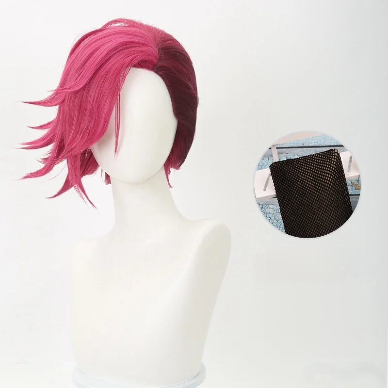 Vi The Piltover Enforcer Cosplay Anime Arcane Wig LOL Hair Halloween Party Prop