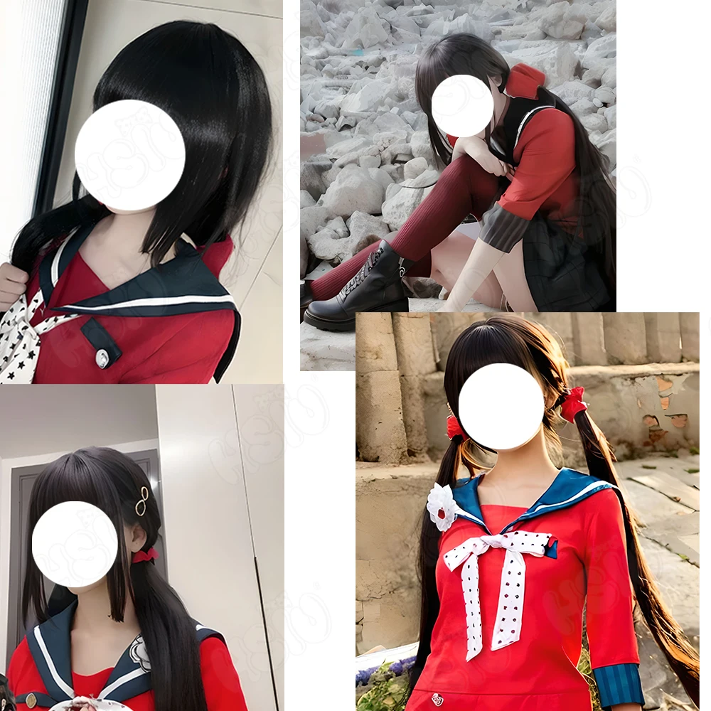 Harukawa Maki Cosplay Wig Fiber synthetic wig「HSIU 」black long Wig+Wig cap Game Danganronpa V3 Harukawa Maki cosplay Wig