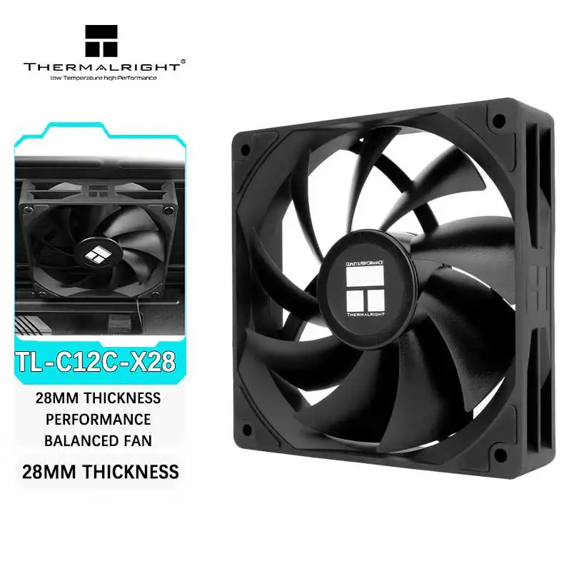 Thermalright TL-C12C-X28 Chassis CPU Cooling Fan 12CM 28MM Thickness/Magnetically Stabilized S-FDB Bearing Computer Cooling Fan