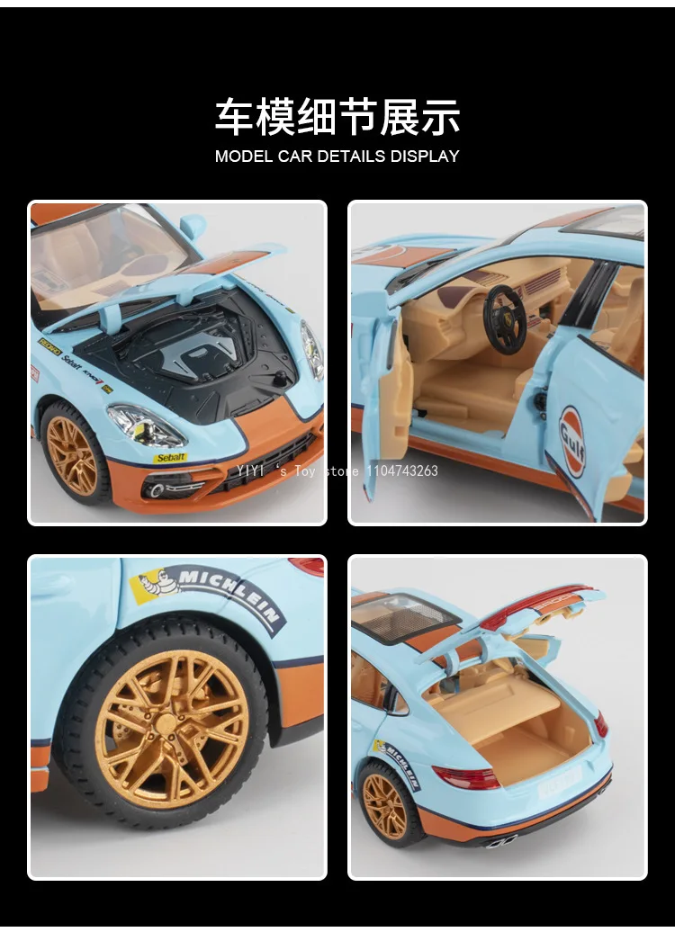 1:24 Scale Panamera Racing Edition Model Toy Sports Cars Alloy Diecast Supercars Sound Light  Pull Back for Kids Gifts 10