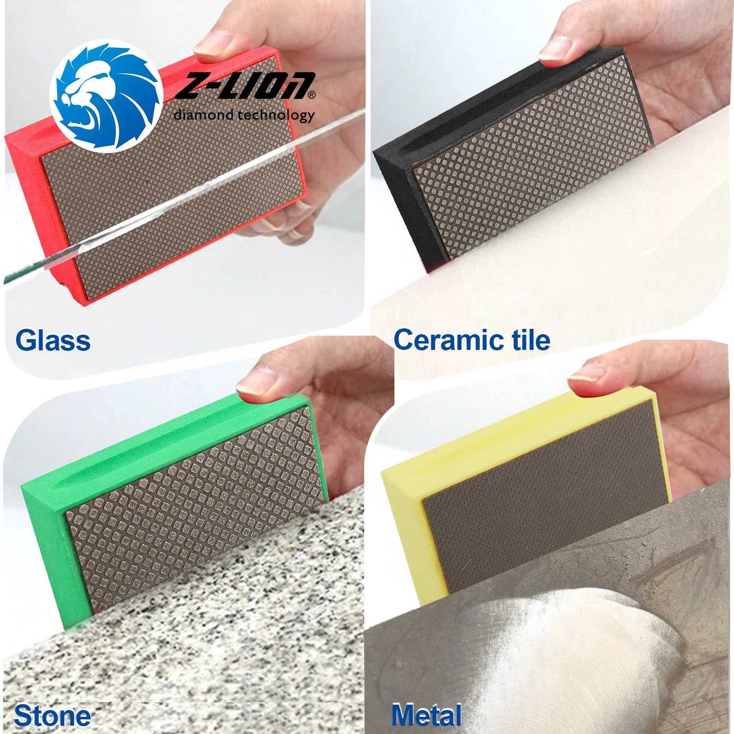 Z-LION Diamond Hand Polishing Pad for Granite Marble Ceramic Glass Concrete Sanding Abrasive Pads