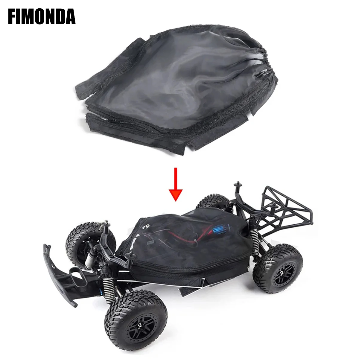 Zipper Type Nylon Mesh Dust Mud Proof Cover for 1/10 RC Short Course Truck Chassis, Fits Traxxas Slash Huanqi HQ 727 Remo Hobby