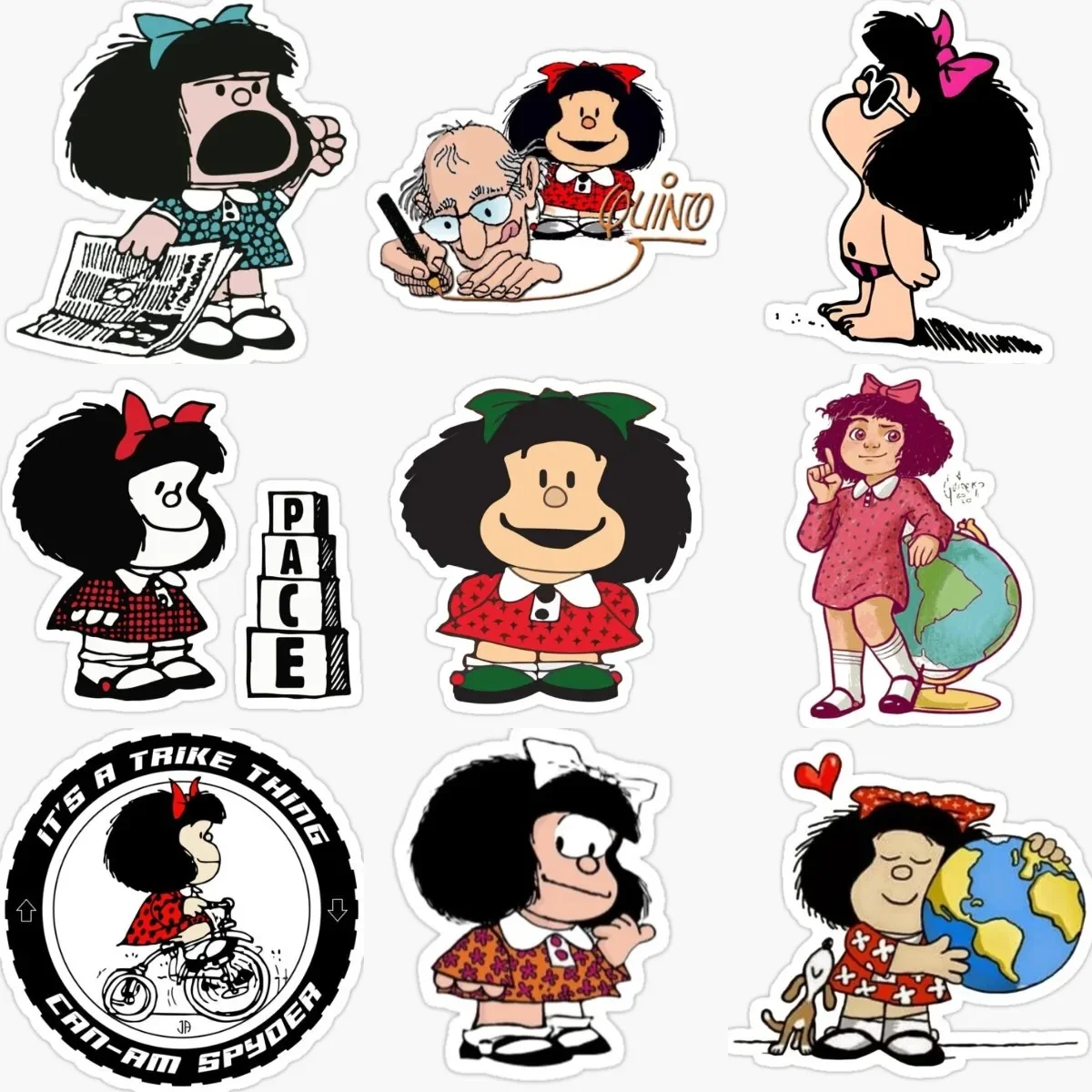 

Mafalda Quino Comics Cute Catoon Sticker for Covered Scratch Decorate Window Car Truck Wall Room Table Fridge Decal Accessories