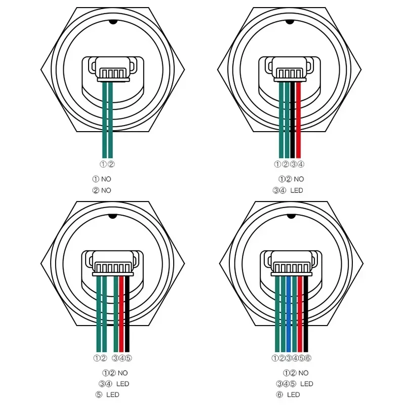 Push Button Switch With Wire Custom Pattern DIY Waterproof RGB Led Momentary 16/19/22/25/30 mm Self Reset 5v Symbol Icon Signal