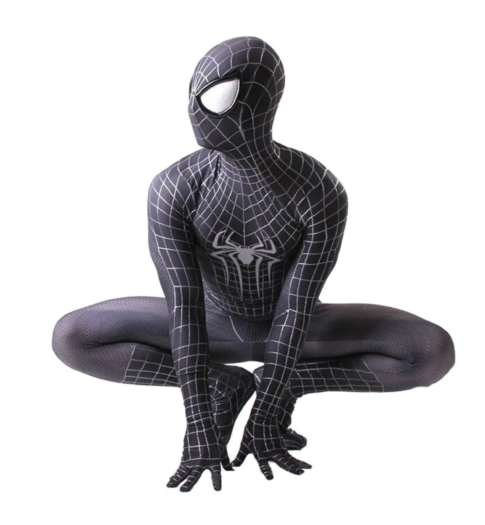 Symbiote Amazing Spiderman Cosplay Spiderman Black 3D LOGO Zentai Bodysuit Halloween Costume Spandex SuperHero Outfit Adult Kids - Image 6