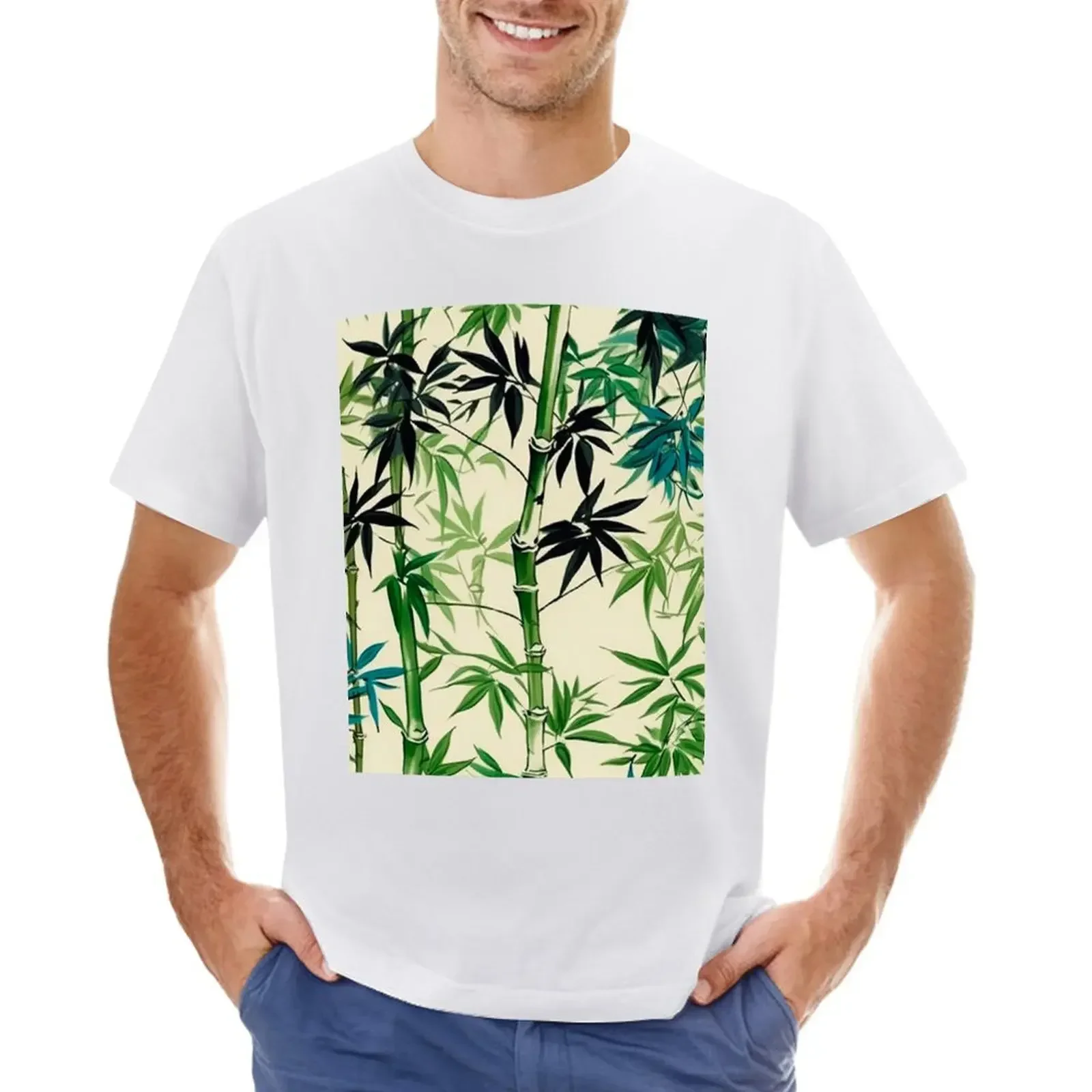 Bamboo. traditional japanese pattern. T-shirt vintage clothes funnys new edition mens funny t shirts