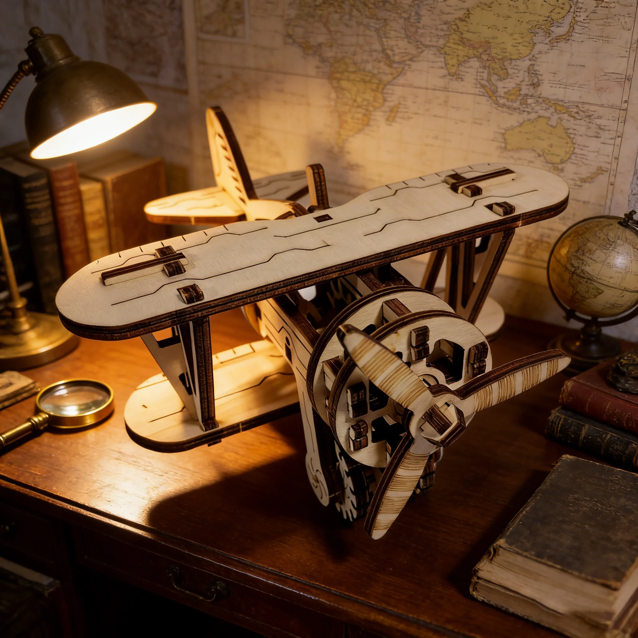 Drewniane puzzle 3D - samolot, model do samodzielnego montażu, idealny na prezent urodzinowy, Halloween, Wielkanoc, Boże Narodzenie lub Nowy Rok