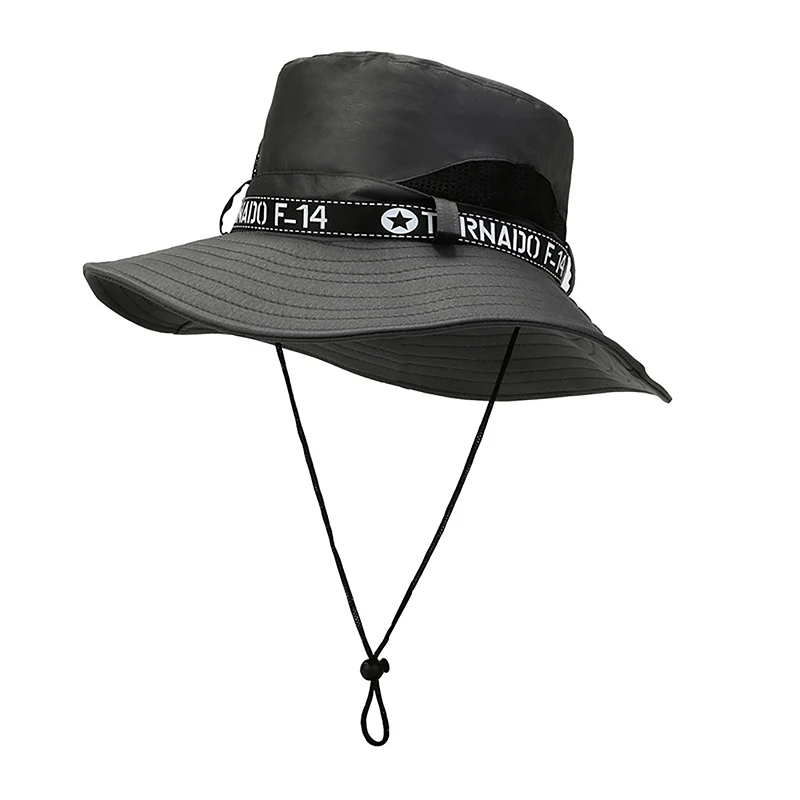 

1PCS Fishing Visor Hat Wide Brim Bucket Hats for Men Summer Caps Panama Cycling Mesh Cap for Outdoor Drawstring Mountaineering