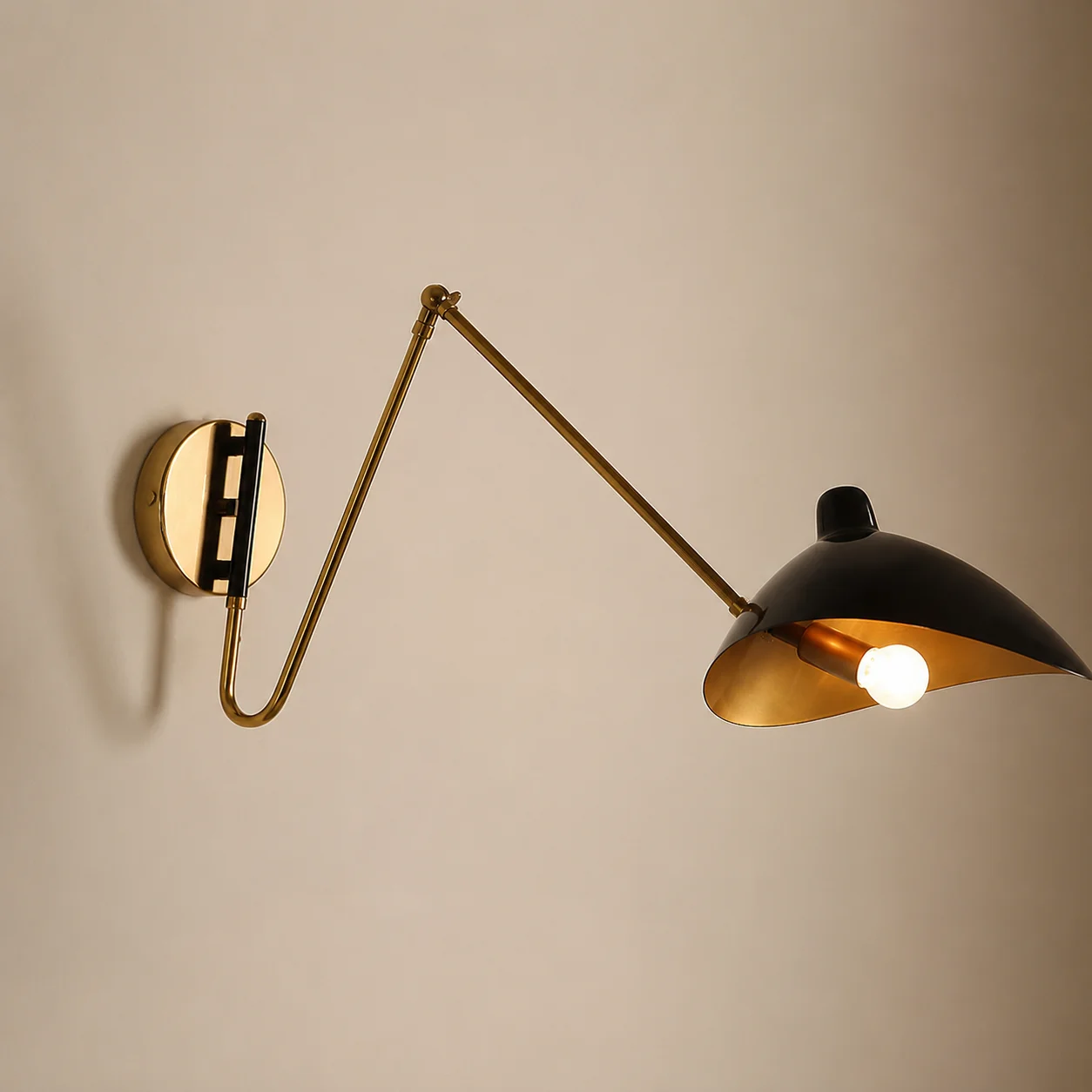 Matte Black Long-Arm Swing Wall Lamp, Adjustable E14 Reading Sconce for Bedroom, Hotel, Bedside and Study