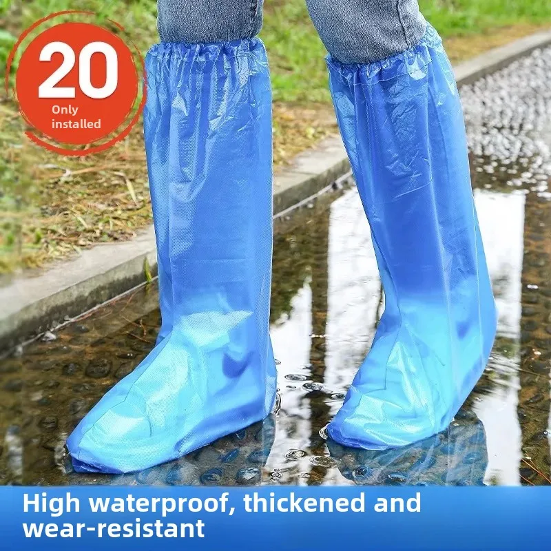 Thickened Portable Disposable Rain Boot Covers Long Tube Fishing Hiking Camping Outdoor Drift Pe Boot Covers Wholesale