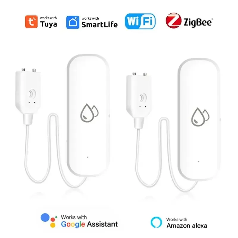 Tuya ZigBee-Detector Inteligente Vazamento de Água, WiFi, Detector, Vazamento de Inundação, Alarme Vazamento, Smart Life App Control, Funciona com Alexa, Google Home