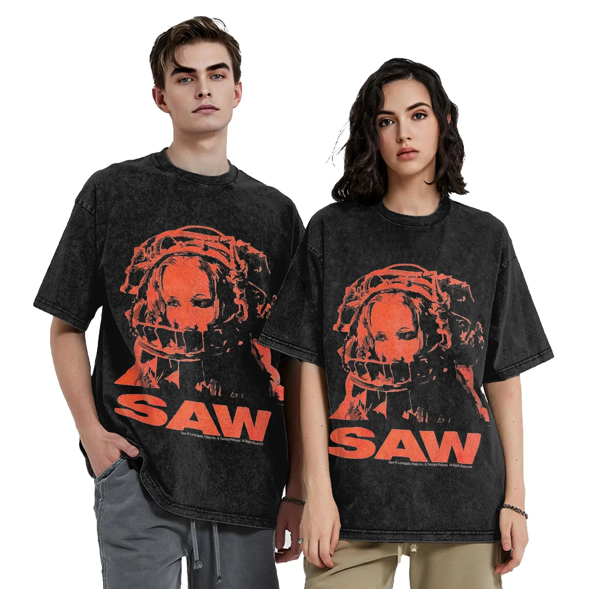 Saw Movie Bear Trap T Shirt Hip Hop Washed Cotton Oversize T-Shirts  Vintage for Men Women Tops Streetwear Printed Tees