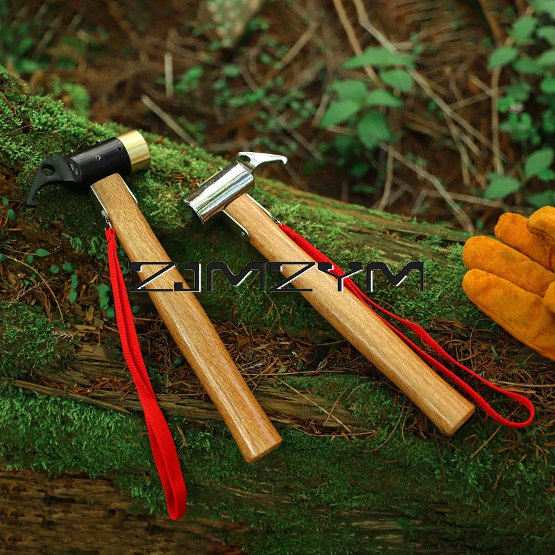 Outdoor Camping Tent Hammer Brass Tent Nail Puller Tent Peg Accessories Hiking Tent Nail Puller Hammer with Lanyard