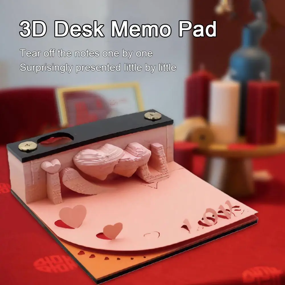 3D Desk Memo Pad,Memo Pad,Creative Desk DIY Notes Notepad,3D Art Paper Carving Gift House Sculpture Gift For School Home Of A0M3