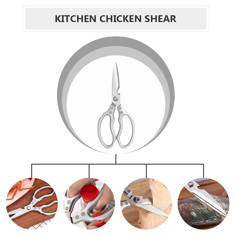 

1Pcs Highperformance Stainless Steel Kitchen Scissor Poultry Shear Antiskid Handle Chicken Bone Cutter Silver Poultry Shear