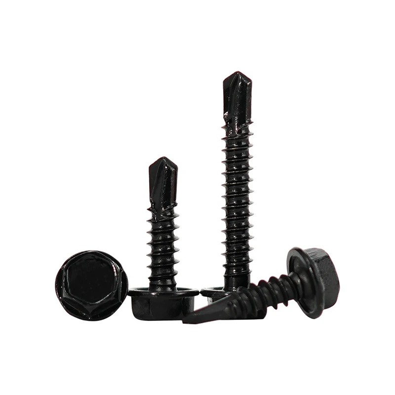 410 براغي ذاتية الحفر من الفولاذ المقاوم للصدأ برأس سداسي - براغي تيك سوداء مقاومة للصدأ للصفائح المعدنية والسياج والتسقيف #3