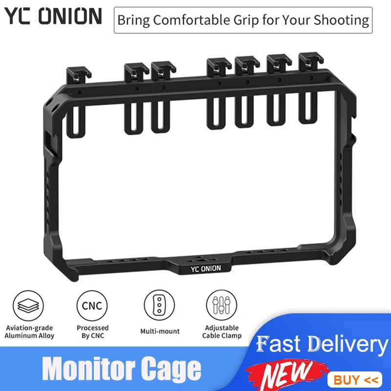 

YC Onion Monitor Cage for YoloBox Pro with Adjustable Cord Clamp and Rich Expansion Port