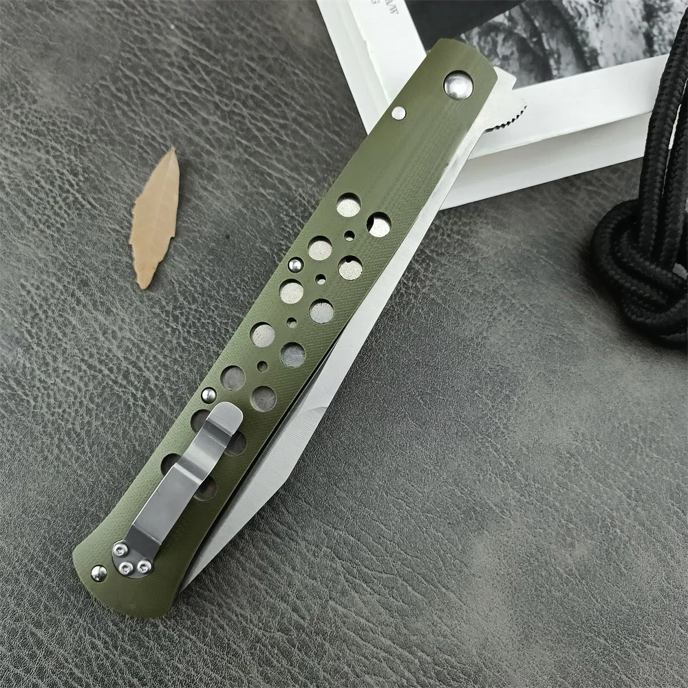 High Quality Ti-Lite Flipper Assisted Hunting Folding Knife Green G10 Handle AUS8 Blade EDC Pocket Knives Camping Survival Tool