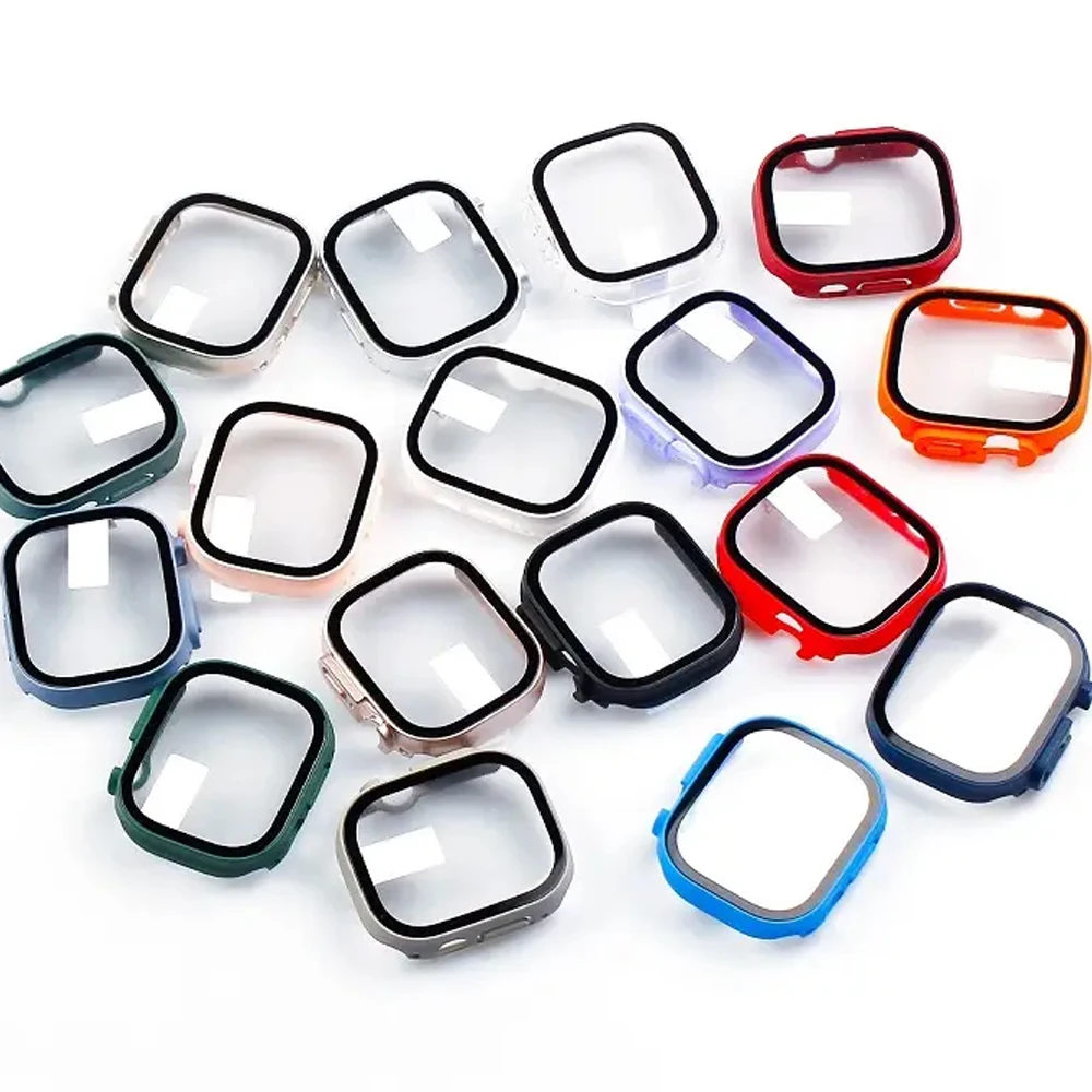 49mm Case For Apple Watch Ultra Screen Protector Accessories PC Shockproof Bumper+Tempered Glass iwatch Cover Series Ultra 2 1