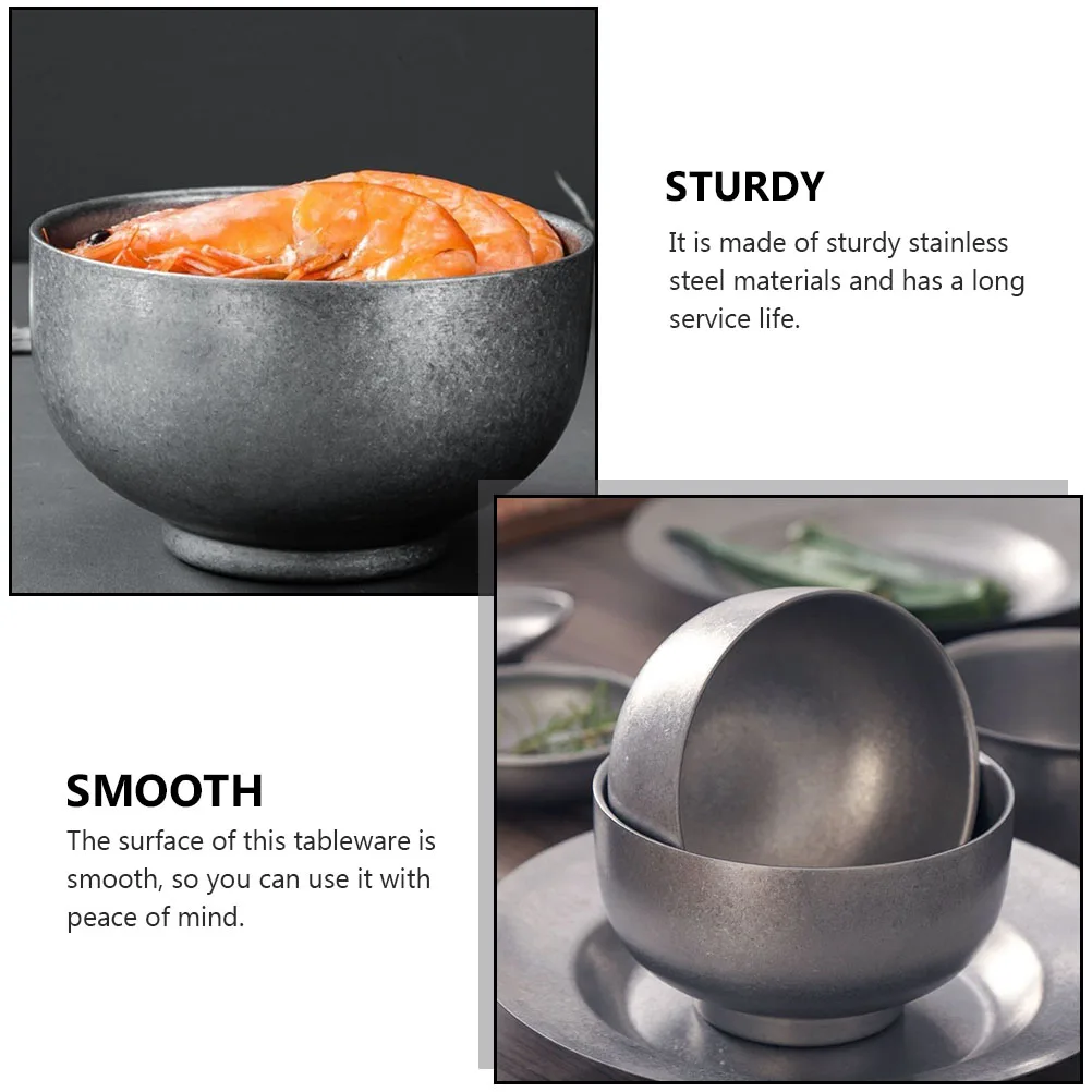 

Stainless Steel Nordic Style Home Kitchen Dinnerware Smooth Surface Home Rice Bowls Long Service Life Soup Rice Bowls